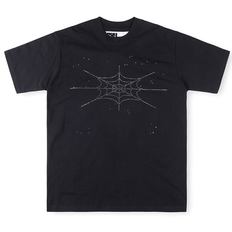 Sp5der Rhinestone Silk Tee – Premium Graphic Streetwear