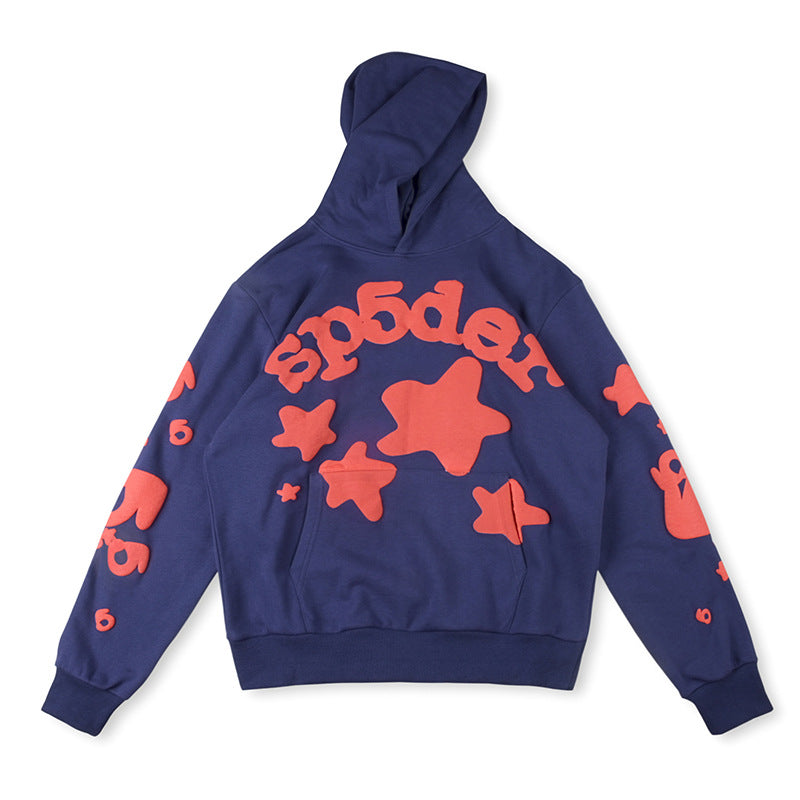 SP5DER Beluga Logo Printed Hoodie – Red / Navy