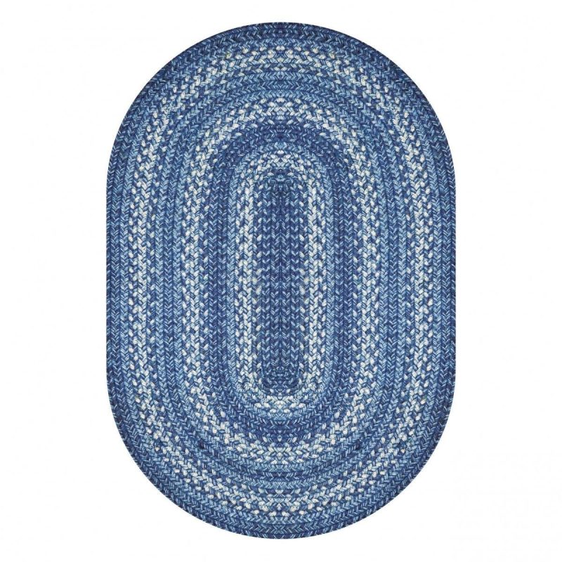 denim blue oval jute braided rug silo