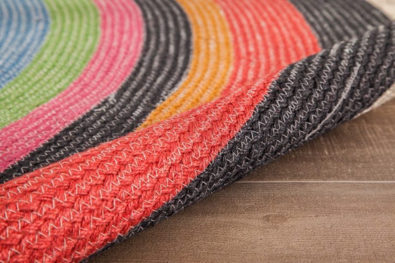 round multi color concentric jute rug 654