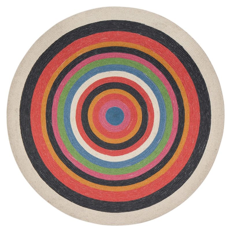 round multi color concentric jute rug 655