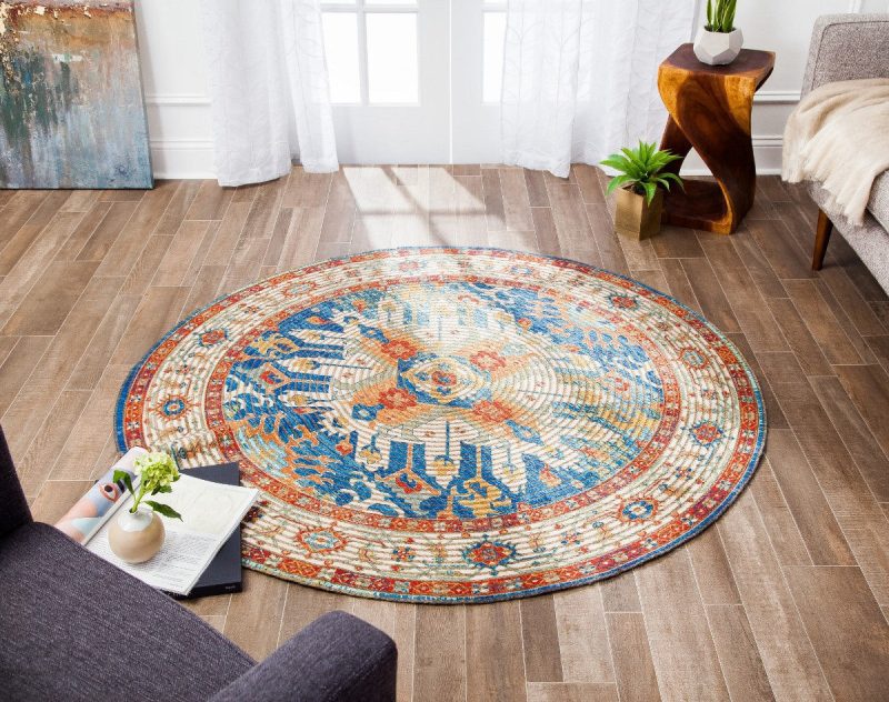 round sahand distressed rug 752